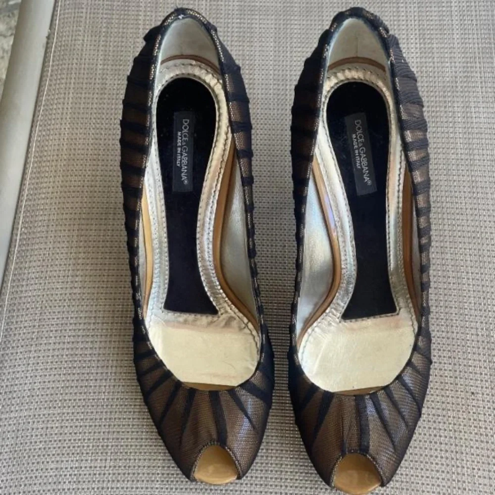 DOLCE & GABBANA Black Mesh Heels EUC - Picture 5 of 11